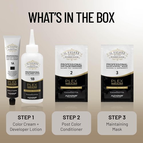 Il Salone Milano Plex Rebuilder Hair Dye Kit - Yellow Remover for Blonde, Grey, and White Hair - Neutralizes Brassy Tones - Salon Quality