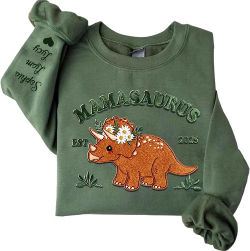 Noni Personalized Mamasaurus Sweatshirt - Custom Embroidered Kid Names | Perfect Gift for Moms & Grandmas