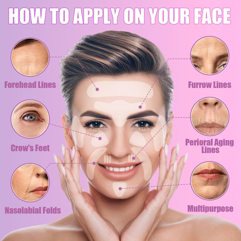 WENLIHAOBO Facial Wrinkle Patches 208 Pcs,Anti Wrinkle Smoothing Strips,Set of Reusable Face Tape for Reducing Forehead Eye and Upper Lip Patches,Complete Treatment Set