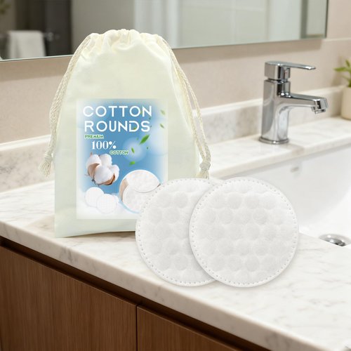 Premium Cotton Rounds for Face (500 Count), Makeup Remover Pads, 100% Pure Cotton, Chemical Free, for Sensitive Skin