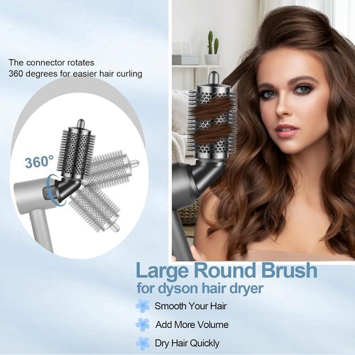 Dyson Large Round Volumizing Brush Attachment - 360° Rotatable Adaptor for Enhanced Hair Volume