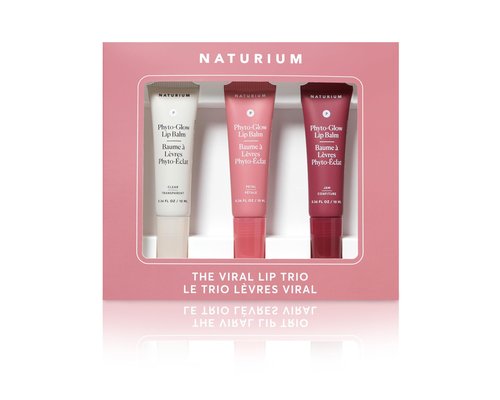 Naturium The Viral Lip Trio - Phyto-Glow Lip Balm With Shea Butter & Squalane, Sheer Tinted Colour, Clear, Petal, Jam, 3 x 10 ml