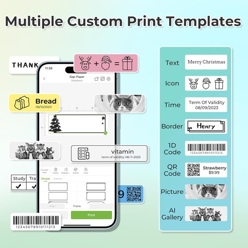 Nelko Label Maker - Bluetooth Mini Label Printer with Multiple Templates for Home & Office | White