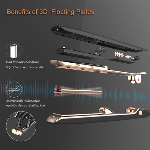 Negative Ion Nano Titanium Flat Irons for Black Women Hair,LURA Dual Voltage Hair Straighteners for Women,1 Inch Professional Hair Straightener and Curler 2 in 1 with 5D Floating Plate