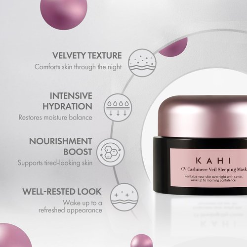 KAHI CV Cashmere Veil Sleeping Mask - Age-Defying Overnight Face Mask with Prestige Beluga Caviar Oil - Tightening & Smoothing Luxury Korean Skincare 1.69 fl oz