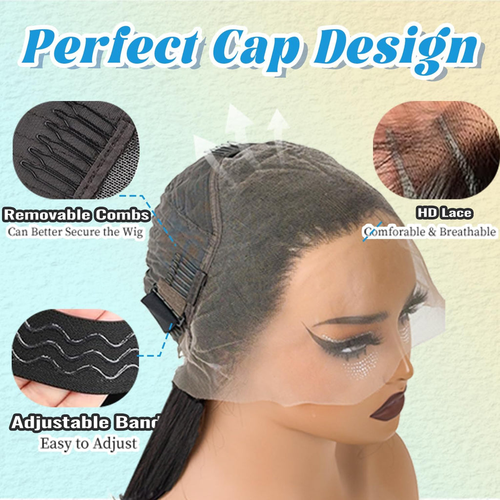 YFOXI Bob Wig Human Hair 13x4 HD Lace Front Wigs Human Hair Pre Plucked Short Straigh Bob Lace Frontal Wigs for Black Women 150% Density Straight Bob Human Hair Wig Glueless Wigs（6 Inch）