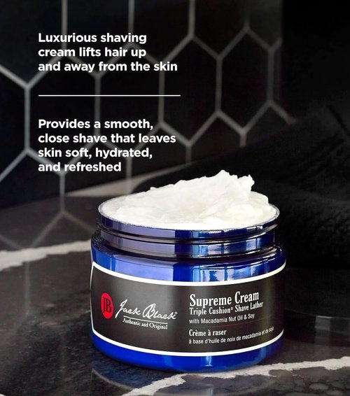 Jack Black Supreme Cream Shaving Lather - Luxurious Triple Cushion Shave Cream for Men | 8 oz