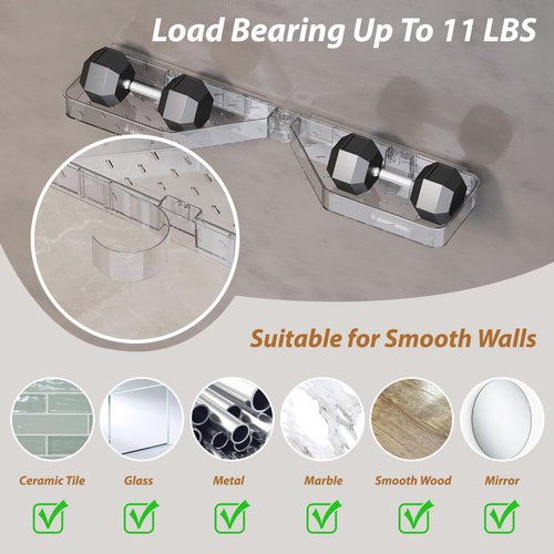 Skiennix Corner Shower Caddy - Wall Mounted Acrylic Shelf with Adhesive Tapes & Drainage Holes | No Drilling, Adjustable Angles