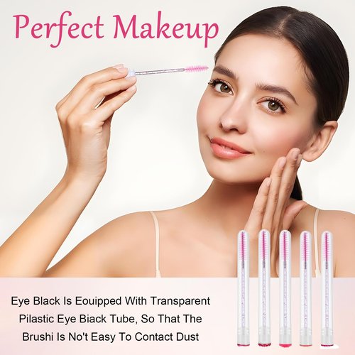 200 Pieces Mascara Wand Tube Set 100 Pcs Lash Spoolies for Eyelash Extensions 100 Pcs Diamond Empty Mascara Brush Disposable Colorful Eyebrow Applicator Makeup Tool