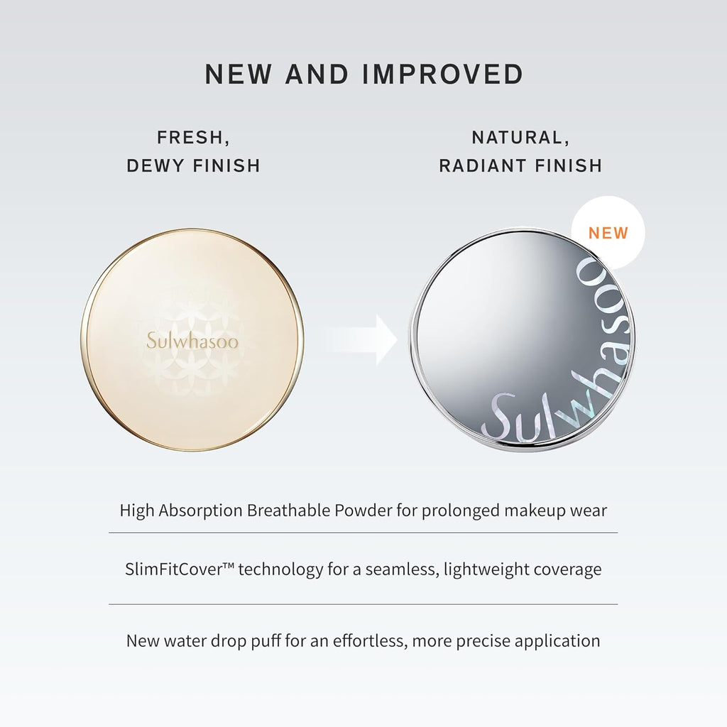 Sulwhasoo Perfecting Cushion SPF 46 - Lightweight, Long-Lasting Foundation | Evens Skin Tone & Blurs Imperfections | Semi-Matte Finish