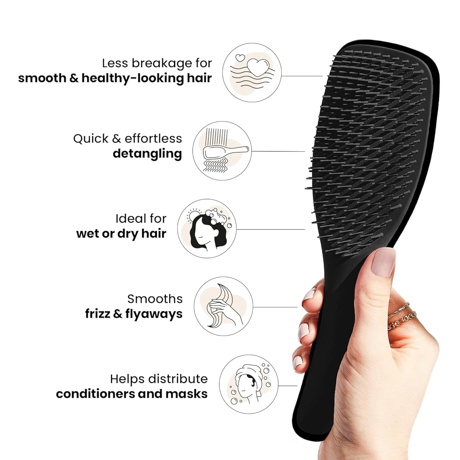 TANGLE TEEZER The Wet Detangler Brush - Liquorice Black for All Hair Types | Unisex Adult