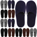Geyoga 12 Pair Disposable Slippers for Guests Non Slip Disposable House Slippers Washable Reusable for Spa Travel Hotel Indoor Shoeless Home Bride Bathroom(Black, Brown, Navy Blue, Dark Gray,L)
