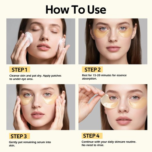 dewyhour Avocado & Gold Hydrogel Eye Mask Set - Collagen Under Eye Patches to Reduce Puffiness, Dark Circles & Wrinkles | Korean Skincare Treatment for Firming, Hydration