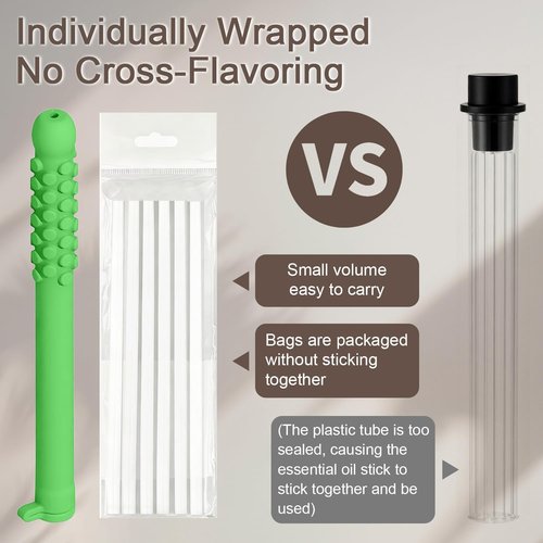 18 Pcs Chewable Essential Oil Breath Stick, Chewable Breather Sticks, Improve Pen Biting, Small Size for Portable Use, Suitable for Carrying Around