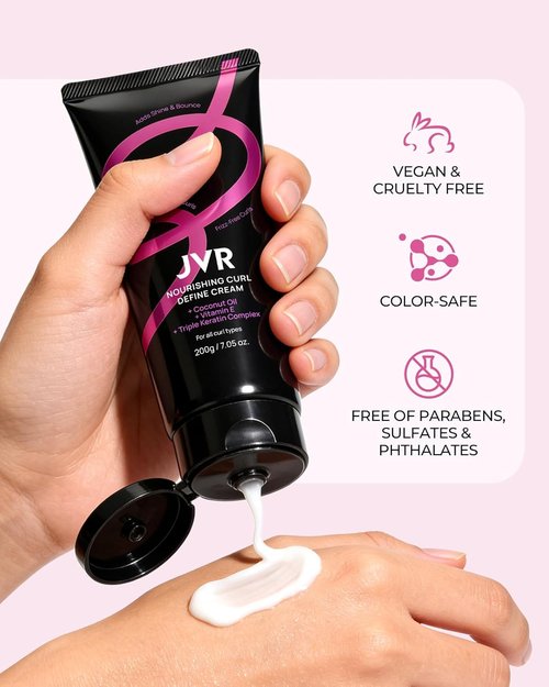 JVR Curl Defining Cream - 2-in-1 Curl Styling & Moisturizing Cream for Curly Hair | 7.05oz
