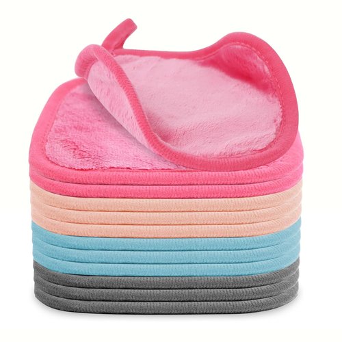 Puomue Makeup Remover Cloths - Ultra Soft & Reusable Microfiber Towels | 12 Pack, 6" x 6", Multicolor