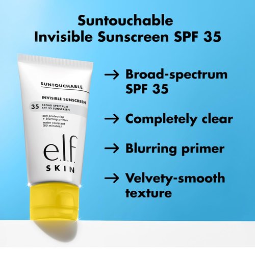 e.l.f. SKIN Suntouchable Invisible SPF 35 - Lightweight Gel Sunscreen & Makeup Primer | Vegan & Cruelty-Free