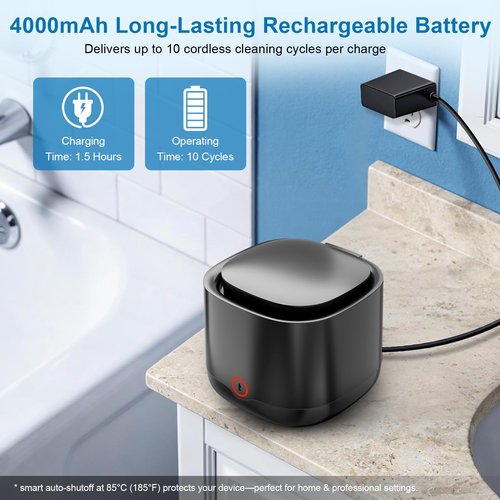 OnBeam Ultrasonic Retainer Cleaner, 45kHz Retainer Cleaner Machine 4000mAh for Denture, Night Guard, Mouth Guard, Aligner, Brace 24W Dental Cleaning Pod with 4 UV Lights, 200ml Multiple Cleaning Modes