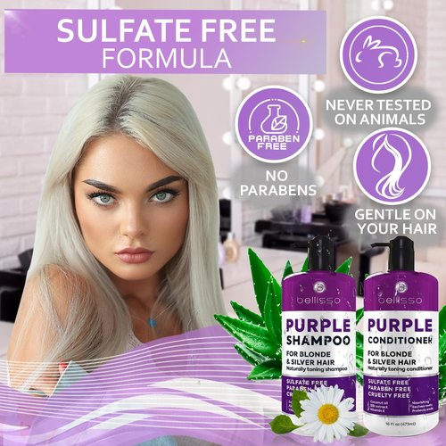 Skiennix Purple Shampoo and Conditioner Set - Sulfate & Paraben Free Toner for Platinum Blonde & Grey Hair | 2 x 16 fl oz