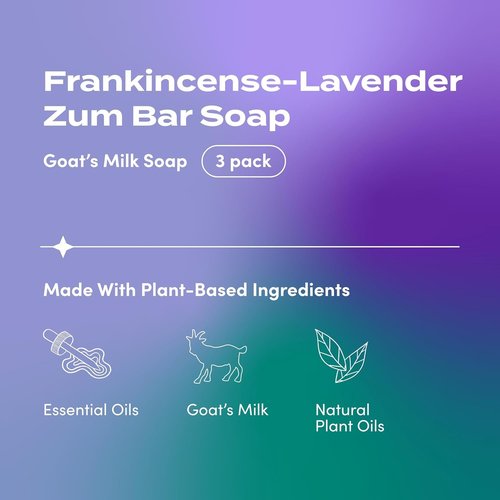 Indigo Wild Goat's Milk Soap Bar - Moisturizing Essential Oil Soap for Hands & Body - 3 oz - Frankincense-Lavender (3 Pack)