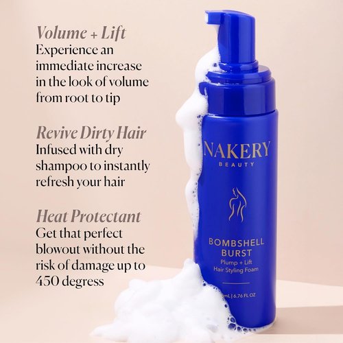 Nakery Bombshell Burst Hair Foam - Volumizing Mousse for Curly & Straight Hair | Lightweight Formula with Biotin & Keratin
