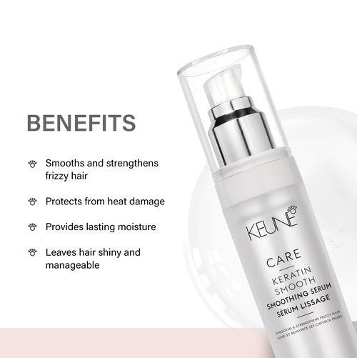 Keune Care Keratin Smooth Serum, Nourishing & Frizz-Control Treatment for Smoother Hair, 0.8 Fl Oz