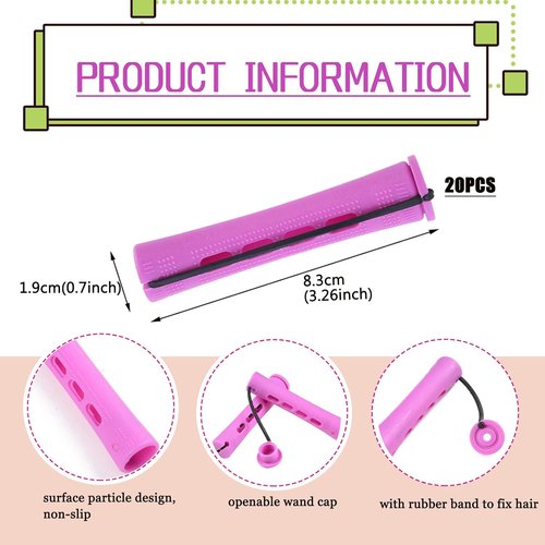 Skiennix 20-Piece Women's Perm Rods Set - Cold Wave Hair Rollers for All Hair Lengths | DIY Styling Tools (Purple)