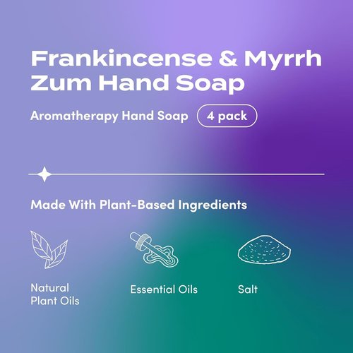 Indigo Wild Zum Hand Soap - Natural Liquid Soap with Frankincense & Myrrh Scent - 12 oz (4 Pack)