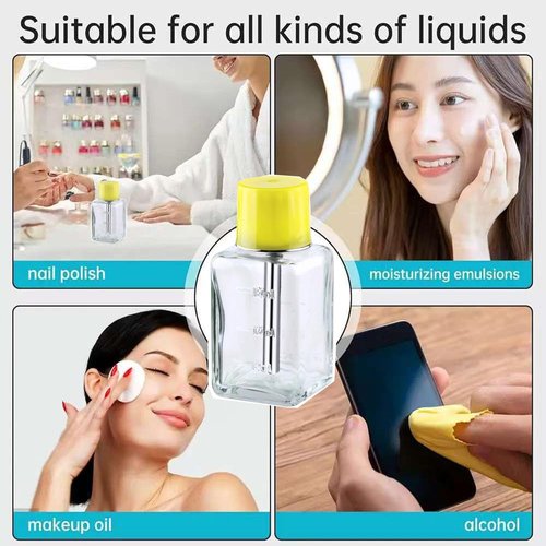 Misforu 6 Oz/ 180ml Glass Push Down Pump Dispenser Bottle With Cap Push Down Glass Empty Pump Dispenser for Alcohol Makeup Clear Refillable Bottle Hand Pumping Press Container (1pcs - Square Shaped)
