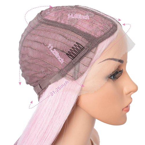 Style Icon 32-Inch Long Straight Wig Mid-Part Lace Front Silky Smooth Synthetic Pink Wig