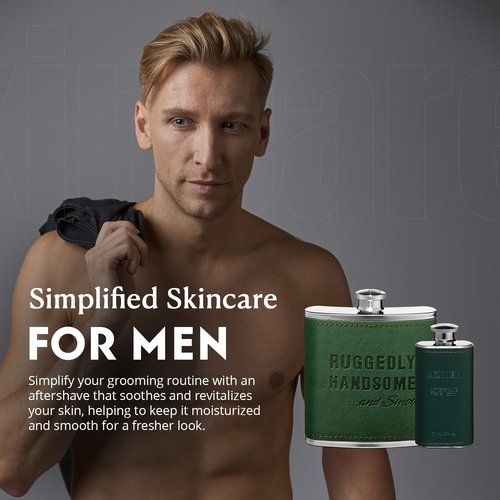 Ruggedly Handsome Aftershave - Soothing Men's Face Moisturizer with Menthol | 240ml Travel Pack - Reduces Lines & Wrinkles