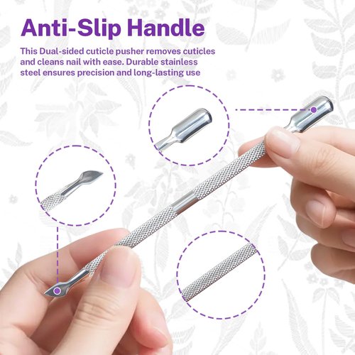 5Pcs Cuticle Pusher Remover and Cutter, Creatiee Double Ended Stainless Steel Cuticle Cleaner Nail Gel Polish Removal, Manicure Pedicure Nail Tools for Fingernails Toenails - Professional & Durable
