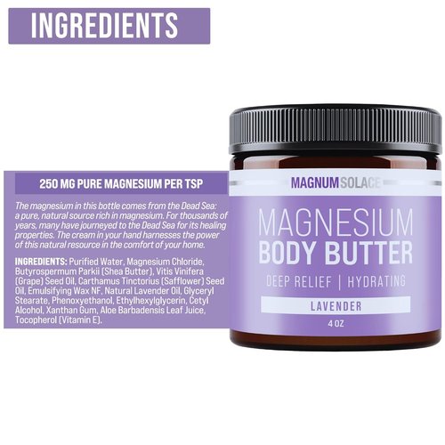 Magnum Solace Magnesium Body Butter - Relaxing Nighttime Cream with Lavender Scent