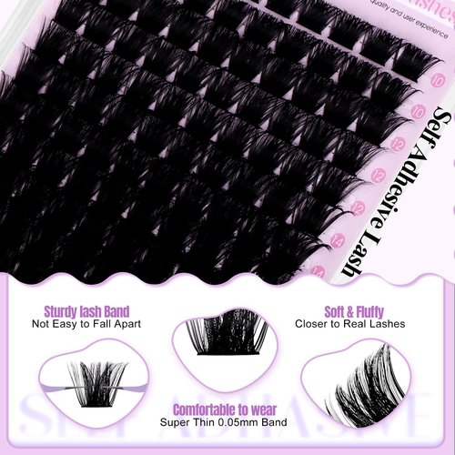 Lash Clusters 200D Wispy Individual Lashes 280PCS D-Curly Volume Lash Extensions 10-18mm Natural DIY Cluster Lashes for Beginners(200D,10-18mm,0.07D)