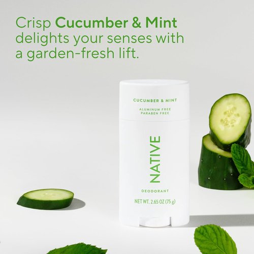 Native Deodorant - Aluminum-Free Cucumber & Mint | 72-Hour Odor Control for Men & Women - 2.65oz