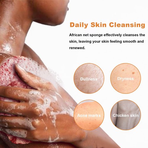 8 Pieces Long African Exfoliating Net Sponge, Multi-Color Authentic African Net Sponge Body Scrubber, African Bath Sponge Net for All Skin Shower Daily Use