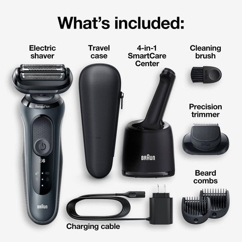 Braun Series 6 6075cc Electric Shaver - Wet & Dry, Rechargeable, SmartCare Center, Black