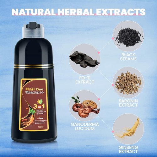 IIIMEIDU Dark Burgundy Hair Dye Shampoo - 3-in-1 Grey Coverage with Herbal Ingredients | 500ml