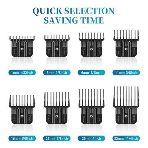 BaBylissPRO Premium Trimmer Guards - Replacement Set with Metal Spring Clip | Fits FX787 & FX726, 1/32-5/4 Inch