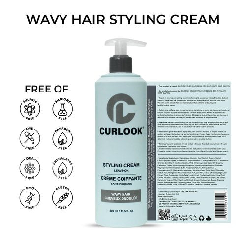 Skiennix Wavy Hair Styling Cream - Silicone-Free Formula for Soft, Flexible Waves - 400ml