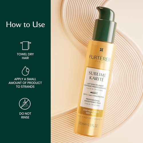 René Furterer Sublime Karité Smoothing Milk - Nourishing Shea Butter & Ylang-Ylang Oil, 3.3 Fl Oz