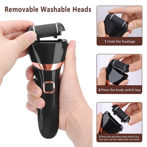 Electric Callus Remover Refill,Elmchee Perfect Refill 3 Different Replacement Rollers Rough Medium Fine Professional Feet Care Grinding Heads Pack of 3 (Black)