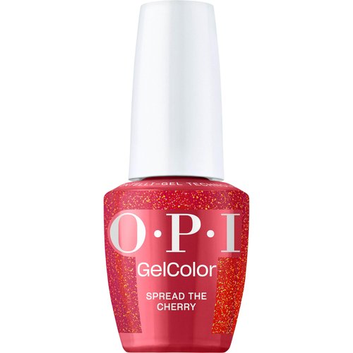 OPI GelColor Spread the Cherry | Opaque Bright Cherry Red Shimmer LED Cure Gel Nail Polish | Salon-Quality Shine, Long-Lasting Wear | 0.5 Fl Oz | Good Enough to Treat | Holiday 2025