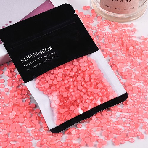 Blinginbox Flatback Rhinestones Round Gems, 1440pcs Luminous Series Glass Stones Neon Gems Non Hotfix Crystal Rhinestones for Nail Charms Crafts Clothes Tumblers,Living Coral Neon,SS20.