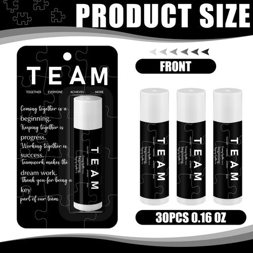 Sacubee 30 Pack Employee Appreciation Gift Lip Balms Bulk Staff Teacher Team Volunteer Thank You Gift Nurse Volunteers Appreciation Party Favor for Women Men Coworkers(Team,Black)