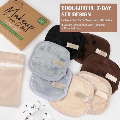 Orighty Makeup Remover Cloths - Premium 7-Day Reusable Pads for Effortless Makeup Removal | Neutrals