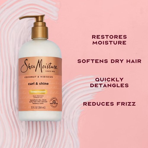 SheaMoisture Curl & Shine Conditioner - Coconut & Hibiscus for Thick Curly Hair, 13 oz