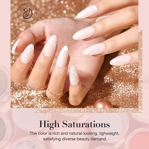 AZUREBEAUTY Dip Powder Nail Set - 6 Shimmery Light Pink & Champagne Colors | DIY French Manicure Kit