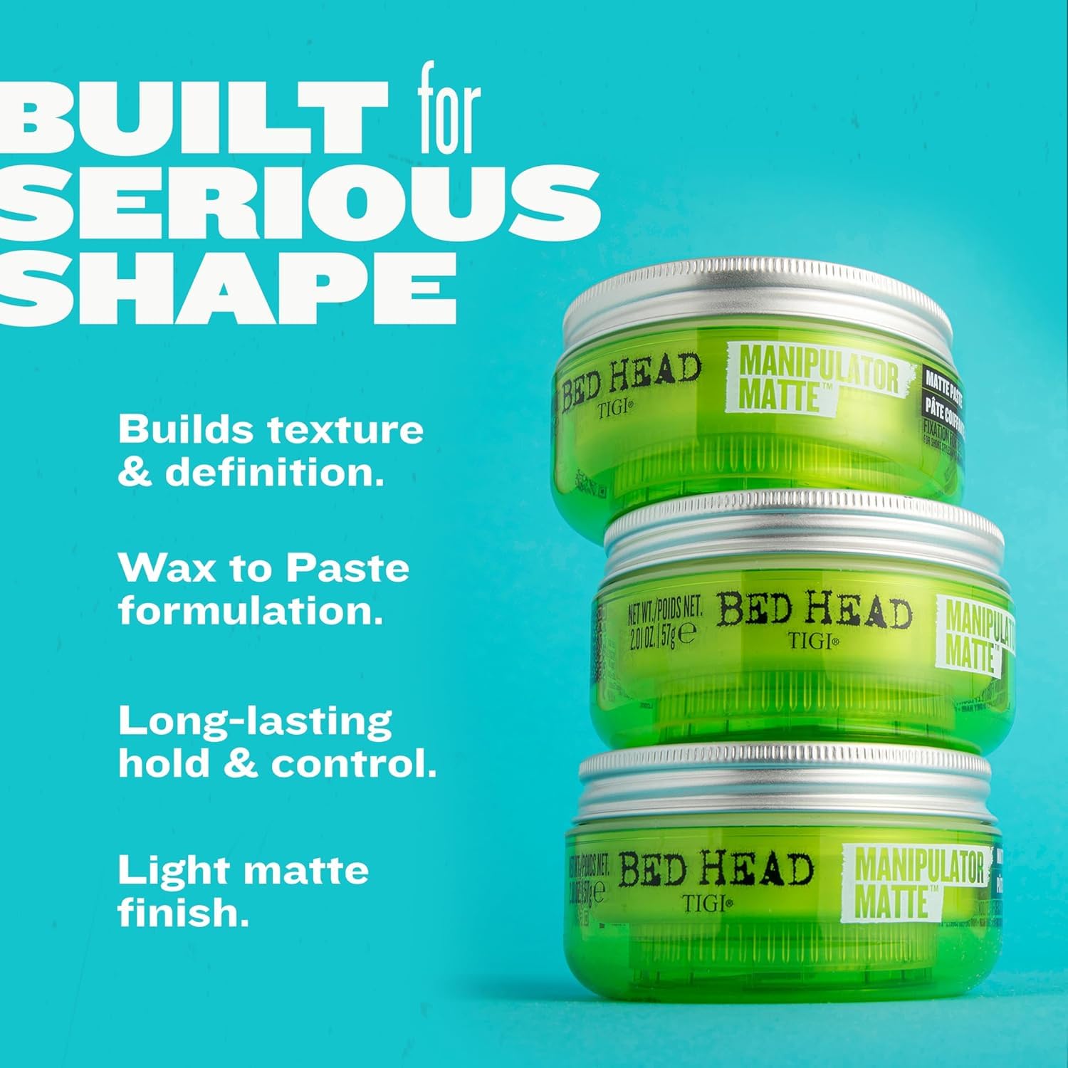 TIGI Bed Head Manipulator Matte Hair Wax - Strong Hold Sculpting Paste for Short to Medium Hair, 2.01 oz