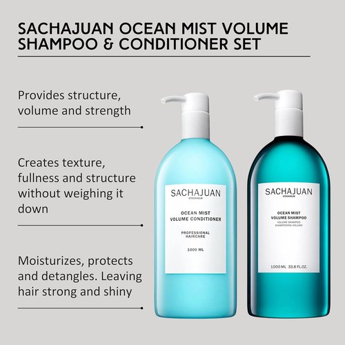 SACHAJUAN Ocean Mist Volume Shampoo & Conditioner Set - Lightweight Hydration with Ocean Silk Technology & Vegetable Proteins | Vegan & Paraben-Free